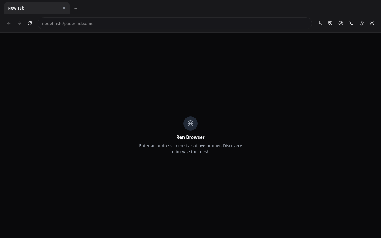 Ren Browser desktop home screen