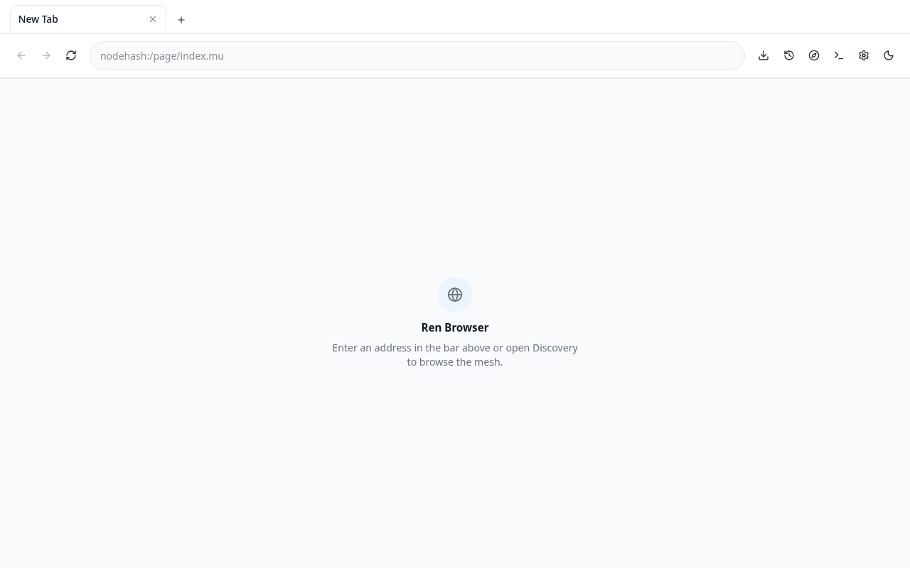 Ren Browser desktop home screen
